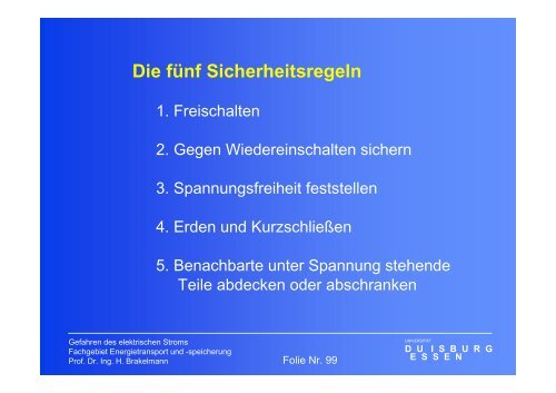 Gefahren des elektrischen Stromes - University Duisburg-Essen