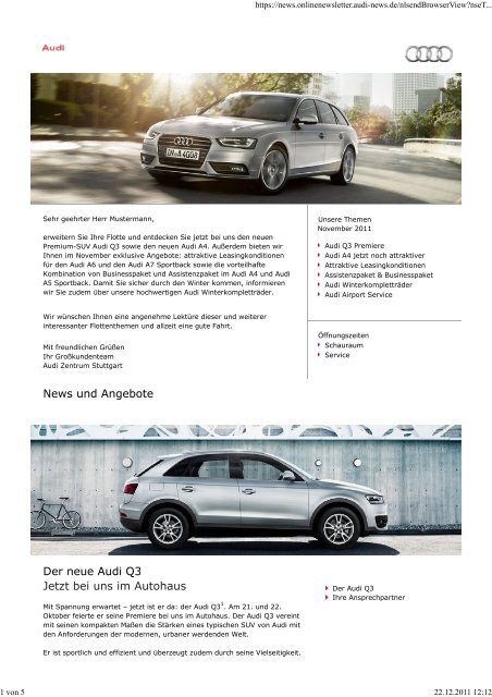 Großkunden-Newsletter November 2011 - Audi