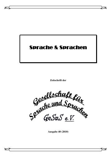 Sprache & Sprachen Sprache & Sprachen - GeSuS eV