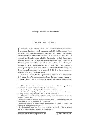 Theologie des Neuen Testaments - Neutestamentliches Repetitorium