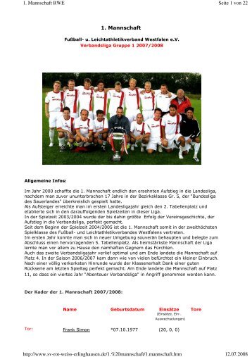 RWE I Saison 2007-2008_Hompage - SV Rot-Weiß Erlinghausen eV