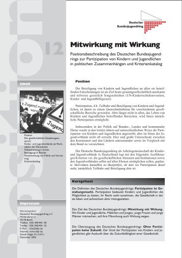 Mitwirkung mit Wirkung - Deutscher Bundesjugendring