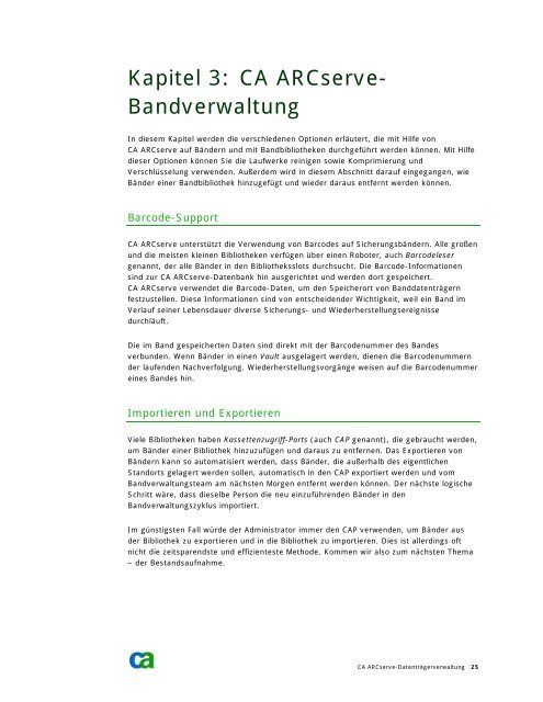 CA ARCserve-Datenträgerverwaltung