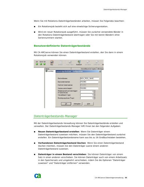 CA ARCserve-Datenträgerverwaltung