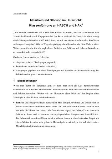 Klassenführung an HASCH und HAK - Institut für Unterrichts- und ...