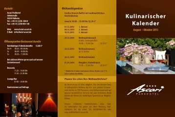 Kulinarischer Kalender - Hotel Ascari