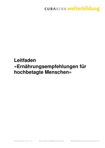 Leitfaden «Ernährungsempfehlungen für ... - Vhostschweiz.ch