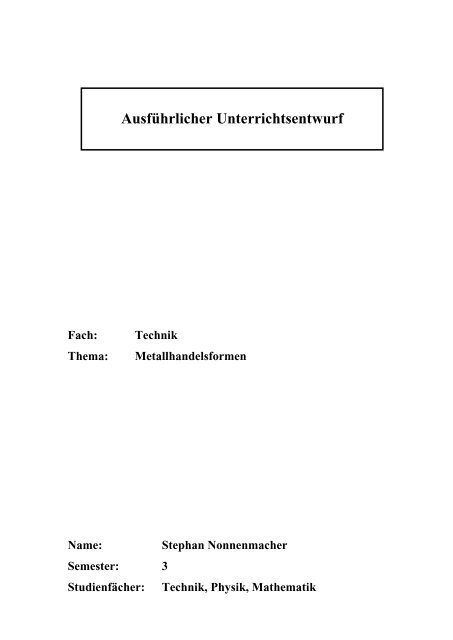 Ausfuhrlicher Unterrichtsentwurf