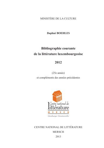 Bibliograhie 2012 - Centre national de la littérature