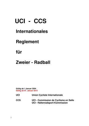 Radsportreglement der UCI - 2er Radball