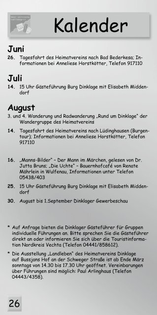 Kulturkalender 1. Halbjahr 2013 - Kulturring Dinklage