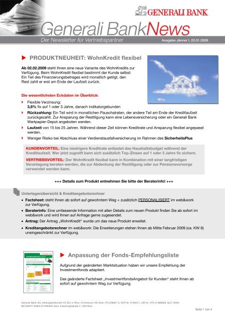 PRODUKTNEUHEIT: WohnKredit flexibel Anpassung der ... - INFINA