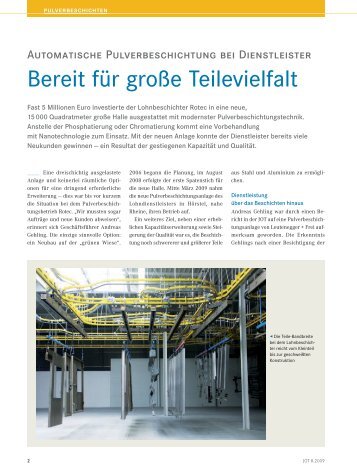 Bereit für große Teilevielfalt - Rotec Pulverbeschichtung GmbH