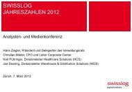 SWISSLOG JAHRESZAHLEN 2012