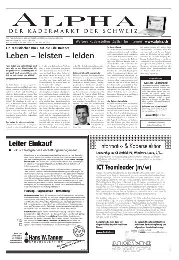 Leben – leisten – leiden - tages anzeiger