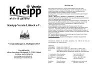 aktuelles Programmheft - Kneipp-Verein Lübeck eV