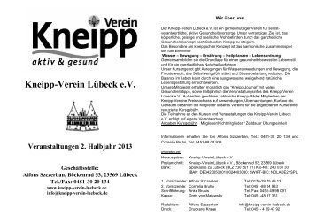 aktuelles Programmheft - Kneipp-Verein Lübeck eV