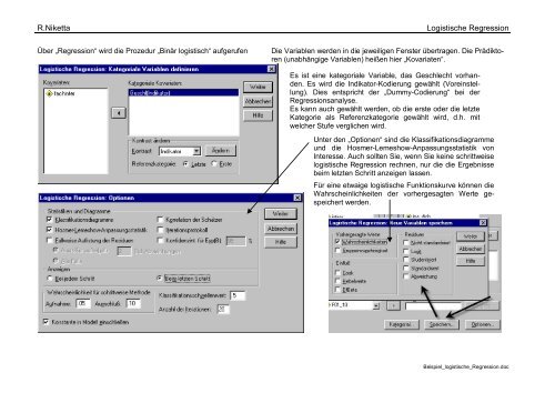 Kommentierter SPSS-Ausdruck zur logistischen Regression