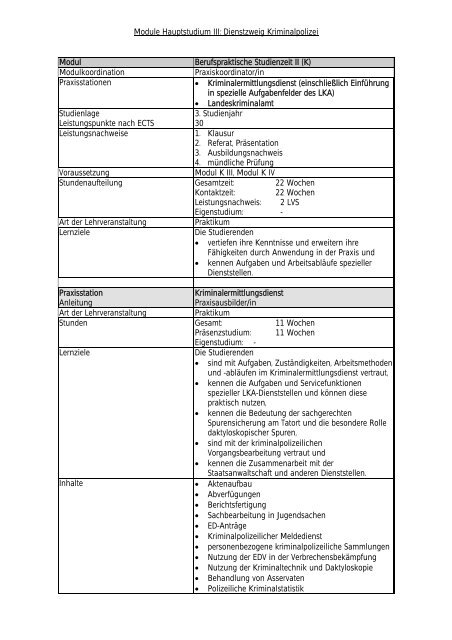 Module Hauptstudium III Kriminalpolizei - Hochschule der Polizei ...