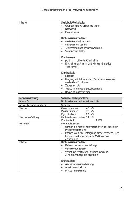 Module Hauptstudium III Kriminalpolizei - Hochschule der Polizei ...