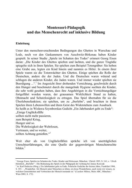 Montessori-Pädagogik und das Menschenrecht auf inklusive Bildung