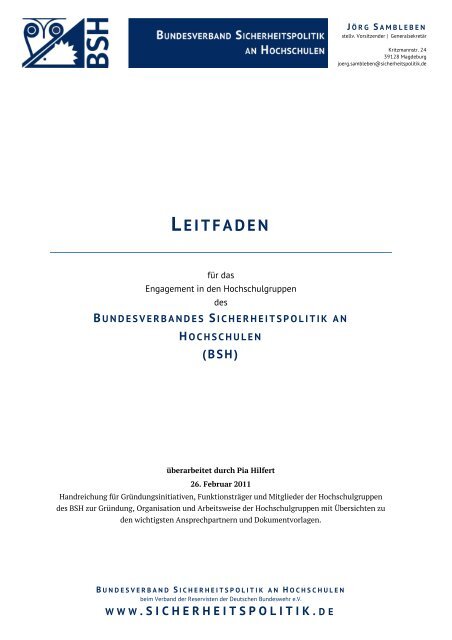 Leitfaden (PDF) - Bundesverband Sicherheitspolitik an Hochschulen