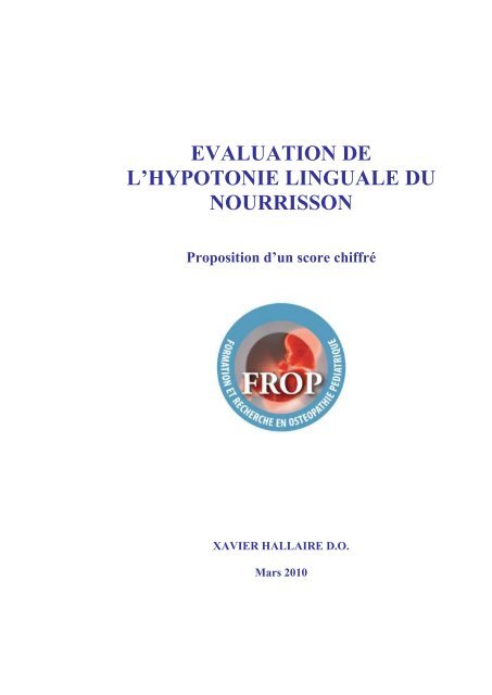 Evaluation De L Hypotonie Linguale Du Nourrisson Frop