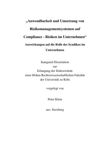 „Anwendbarkeit und Umsetzung von Risikomanagementsystemen ...