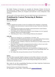 Praktikant/in Content Partnering & Business Development