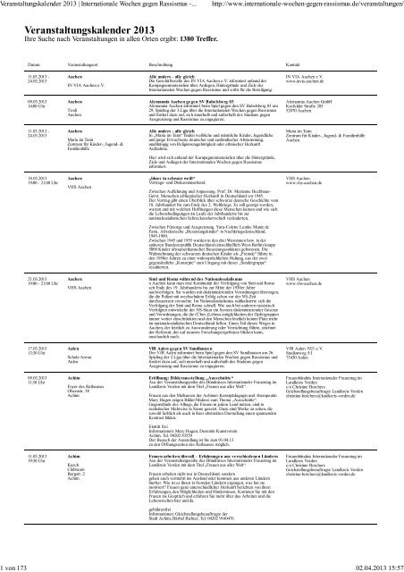 Veranstaltungskalender 2013 | Internationale Wochen gegen ...