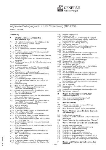 Allgemeine Bedingungen für die Kfz-Versicherung (AKB 2008)