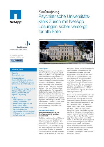 Psychiatrische Universitäts- klinik Zürich mit NetApp Lösungen ...