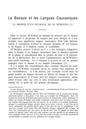 Le basque et les langues caucasiques: (à propos d' un ouvrage de ...