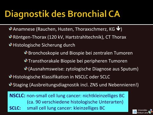 Vorlesung 9. Semester Bronchial-CA - Klinik für Strahlentherapie ...