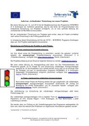 Aufruf zur „fortlaufenden“ Einreichung von neuen ... - Interreg IV