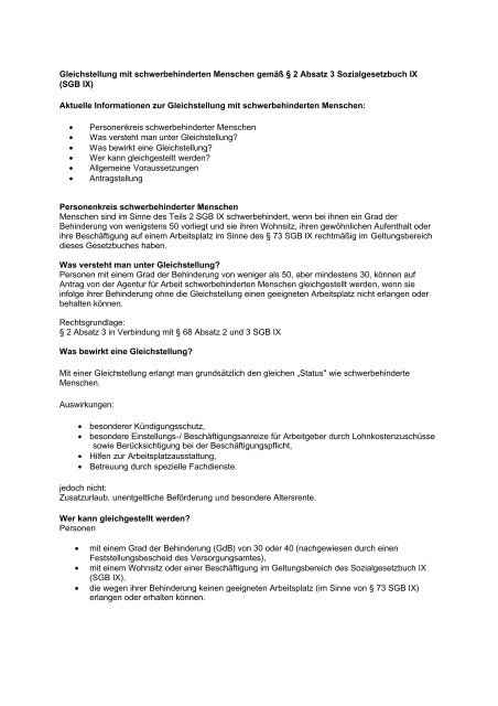 Gleichstellung Behinderter Mit Schwerbehinderten Gmav Ctt De