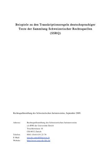 Beispiele zu den Transkriptionsregeln deutschsprachiger Texte der ...