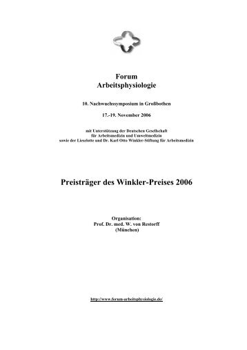 Preisträger des Winkler-Preises 2006 - DGAUM