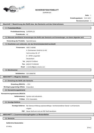 Sicherheitsdatenblatt • Safty data sheet Veilighelds ... - airo-chemie