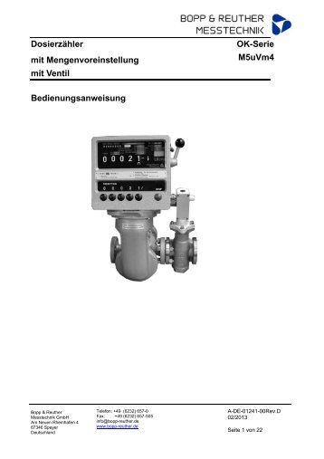 Dosierzähler OK-Serie mit Mengenvoreinstellung M5uVm4 mit ...