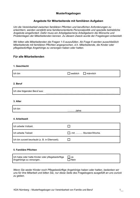 Fragebogen für Mitarbeiter/innen - kda Bayern