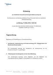 Einladung Tagesordnung - Bellevue Group