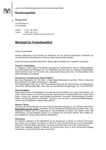 Im Merkblatt für Freizeitkapitäne - Kantonspolizei Basel-Stadt ...