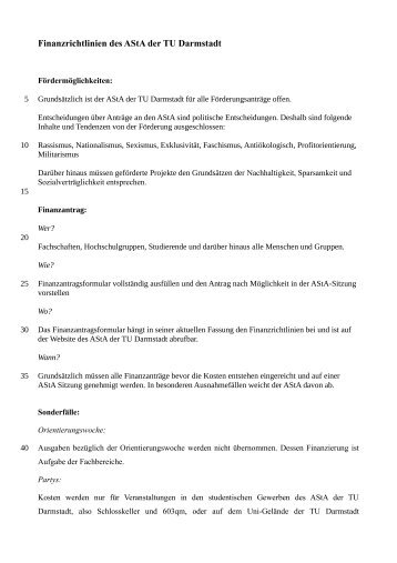 Finanzrichtlinien des AStA der TU Darmstadt - AStA TU-Darmstadt