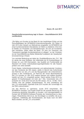 Pressemitteilung - Bitmarck Holding GmbH