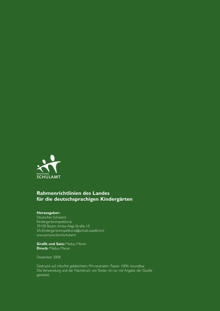 Rahmenrichtlinien Kindergarten - Provincia Autonoma di Bolzano