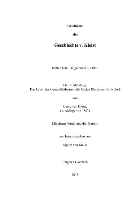 Das Leben Des Generalfeldmarschalls Grafen Kleist Von V Kleist Das Leben Des Generalfeldmarschalls Grafen Kleist Von V Kleist