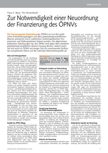 Zur Notwendigkeit einer Neuordnung der Finanzierung des ... - ILV