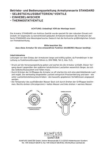 SELBSTSCHLUSSBATTERIEN/-VENTILE – EINHEBEL-MISCHER