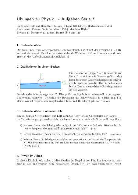 Übungen zu Physik I - Aufgaben Serie 7